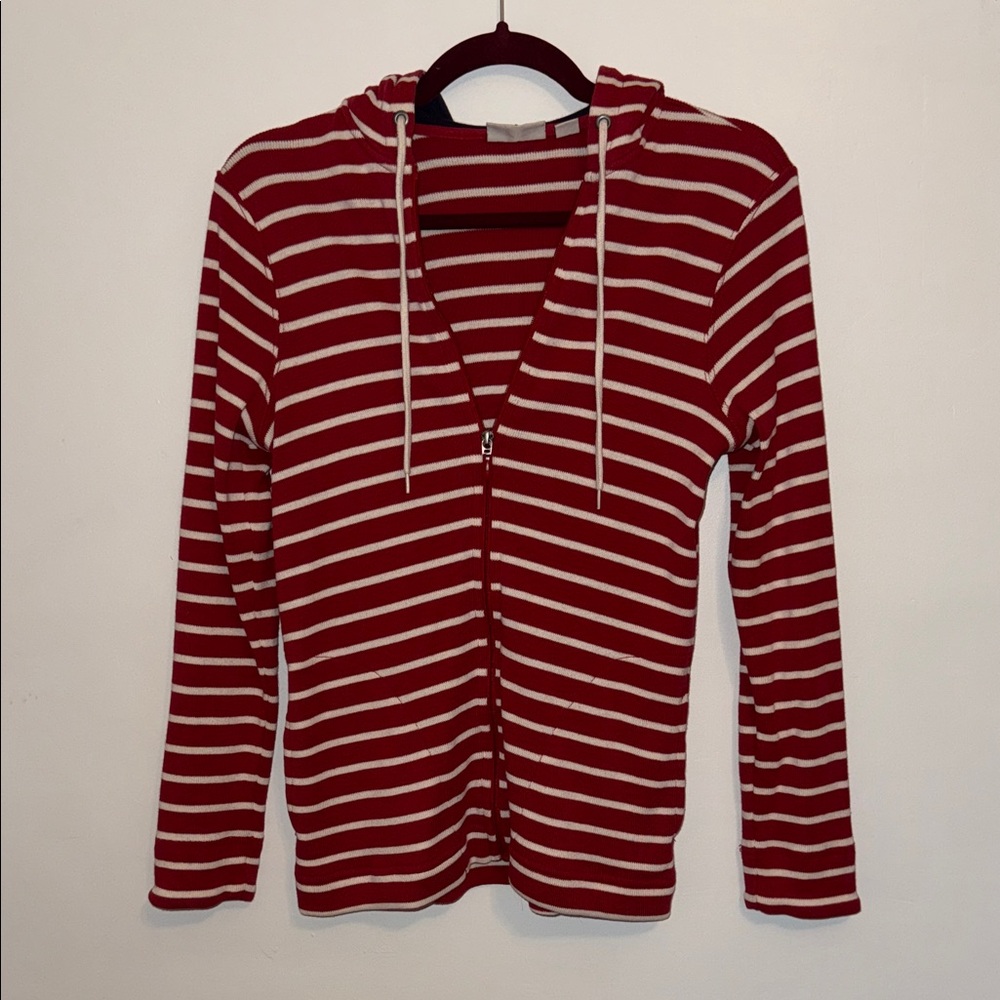 L.L. Bean Red and White Striped Hoodie